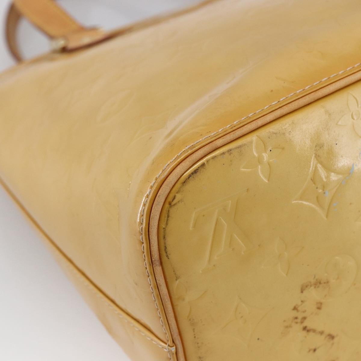 LOUIS VUITTON Monogram Vernis Houston Hand Bag Beige M91004 LV Auth LNZ488