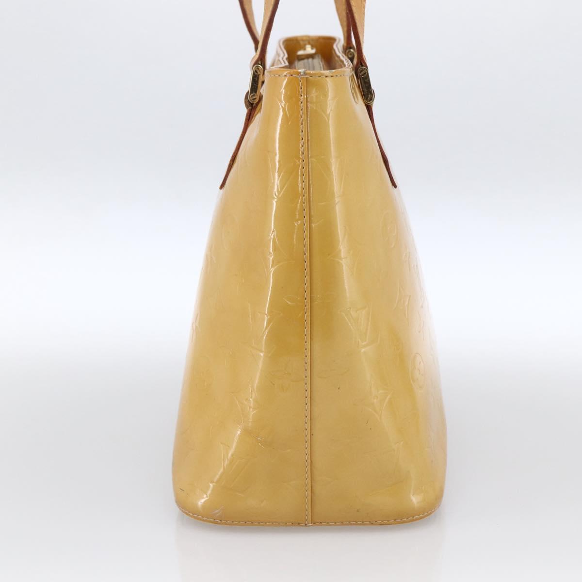LOUIS VUITTON Monogram Vernis Houston Hand Bag Beige M91004 LV Auth LNZ488