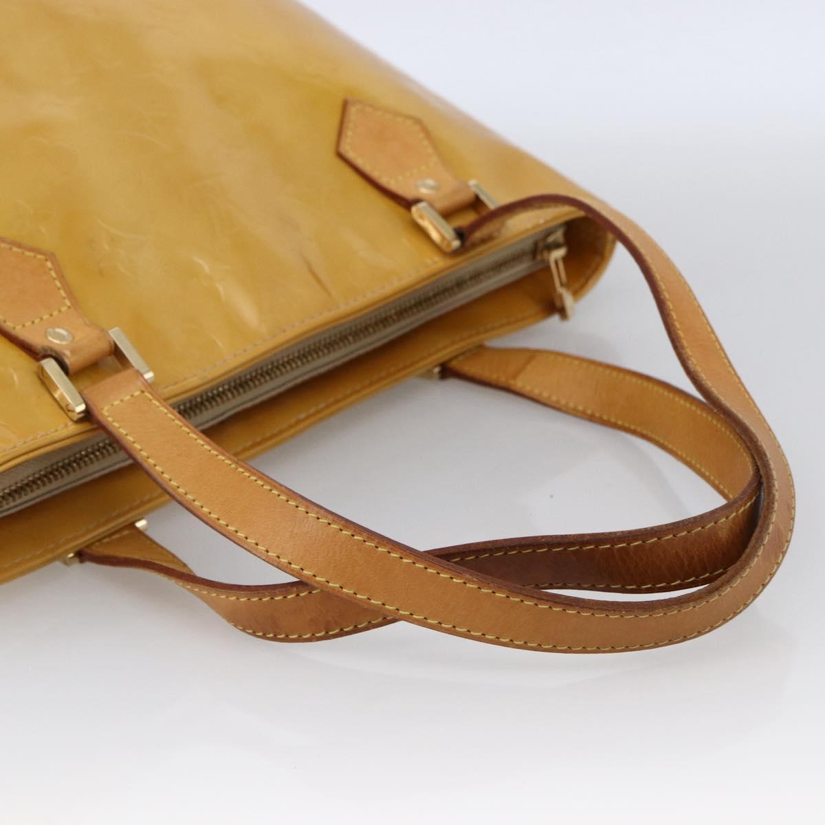 LOUIS VUITTON Monogram Vernis Houston Hand Bag Beige M91004 LV Auth LNZ488