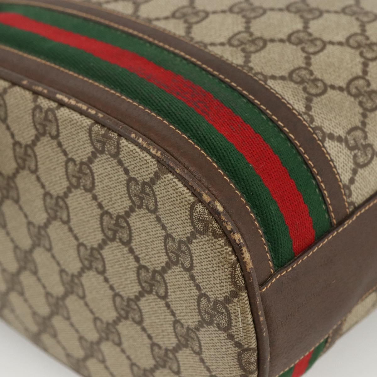 GUCCI GG Supreme Web Sherry Line Bag PVC Beige Gold 001 115 0933 Auth LNZ505