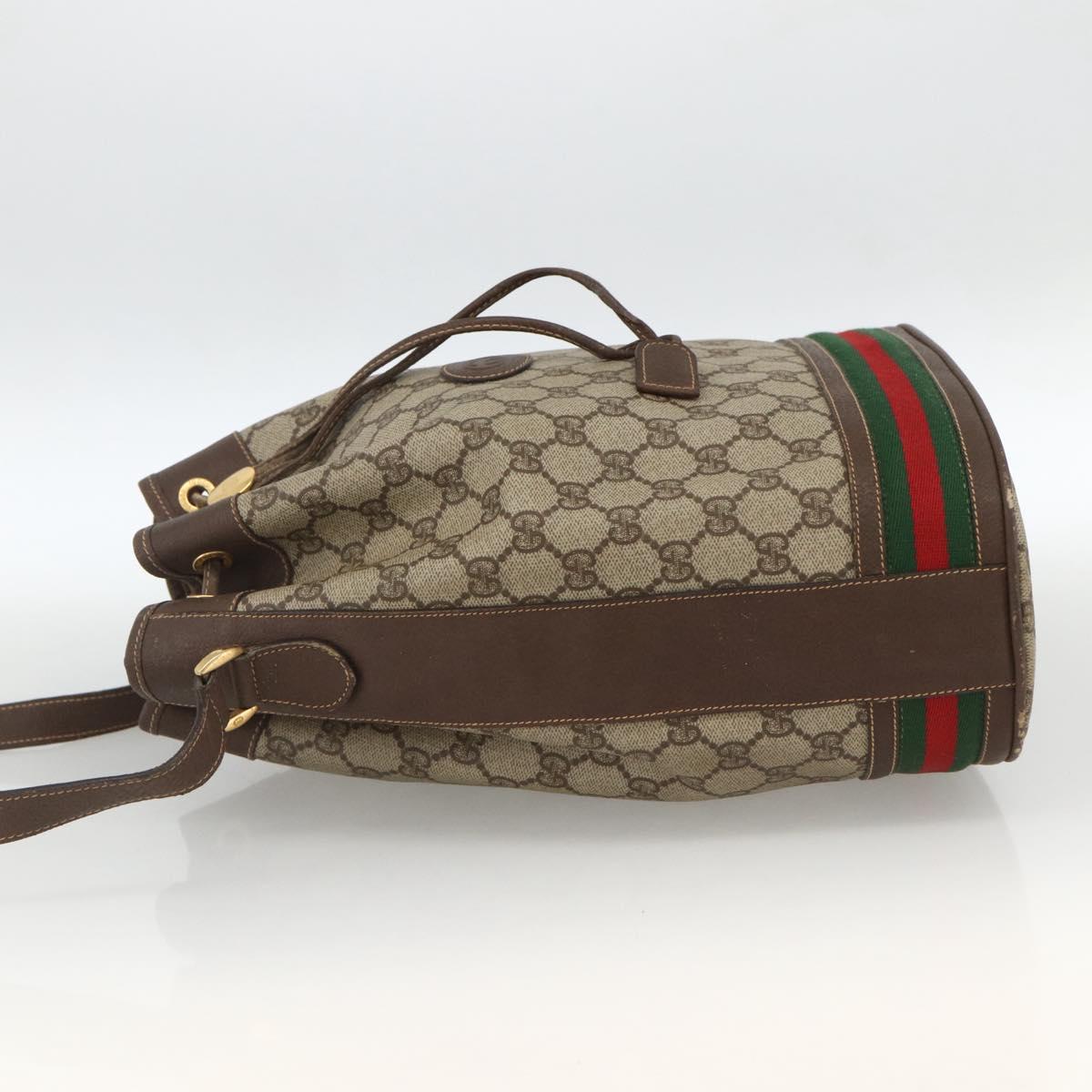 GUCCI GG Supreme Web Sherry Line Bag PVC Beige Gold 001 115 0933 Auth LNZ505