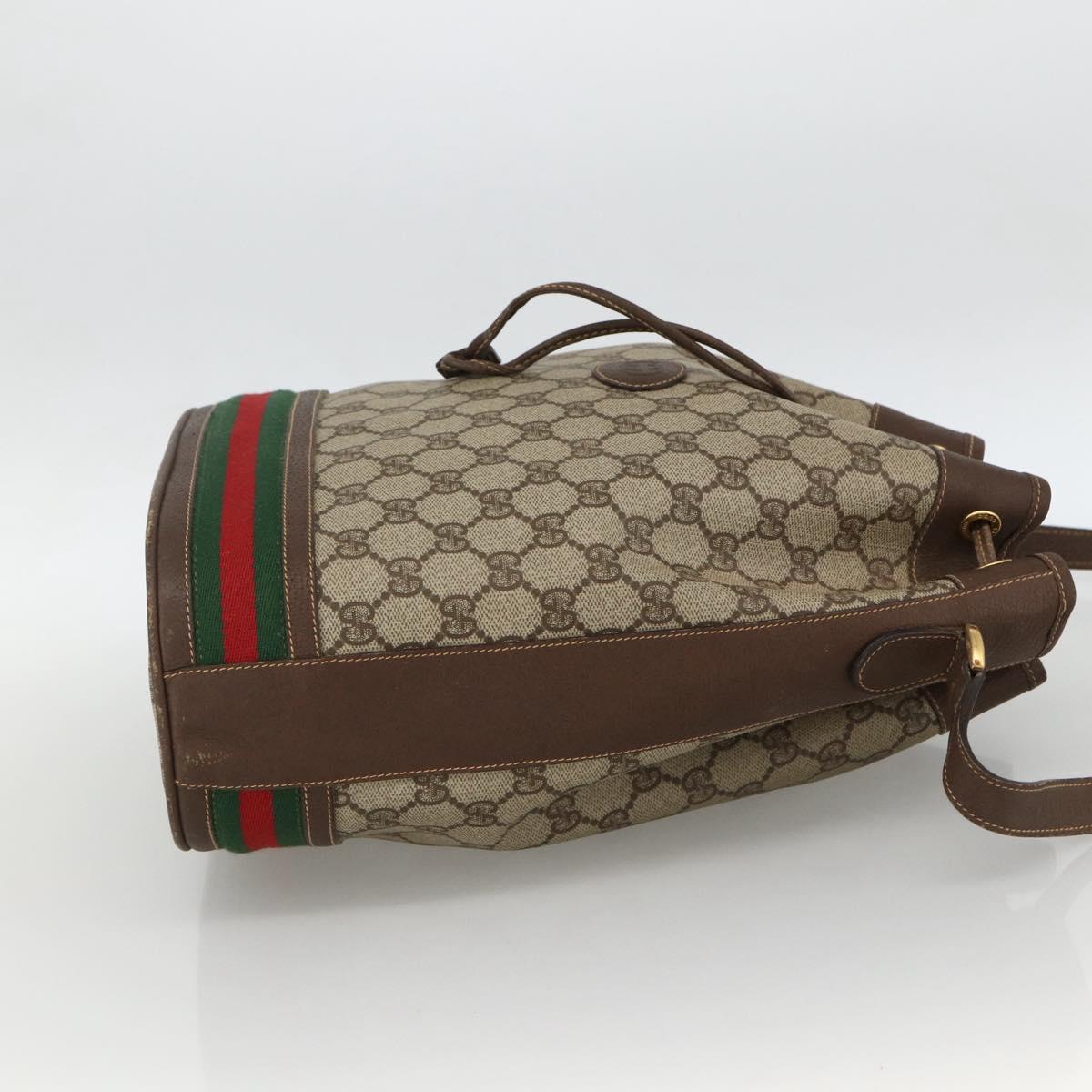 GUCCI GG Supreme Web Sherry Line Bag PVC Beige Gold 001 115 0933 Auth LNZ505