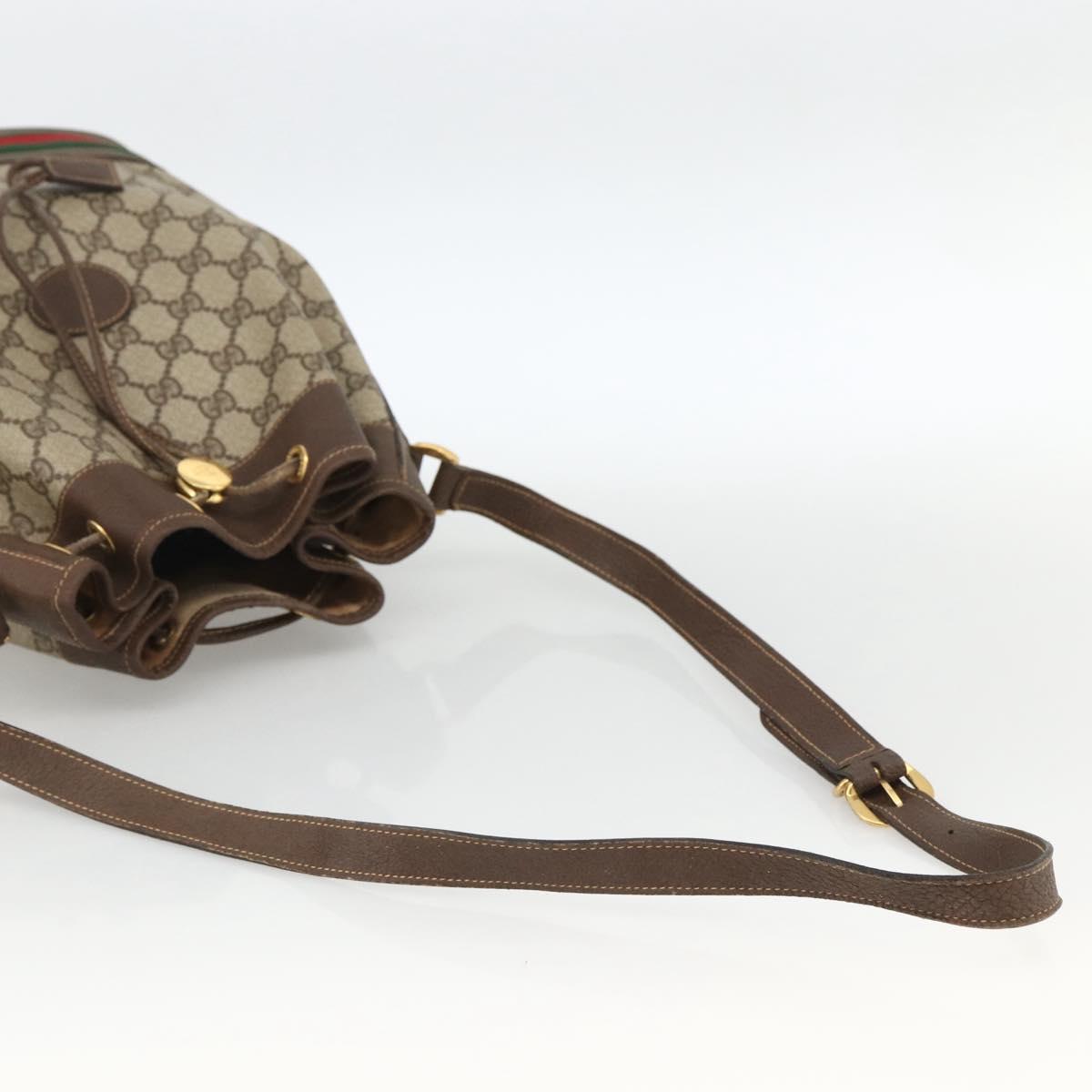 GUCCI GG Supreme Web Sherry Line Bag PVC Beige Gold 001 115 0933 Auth LNZ505