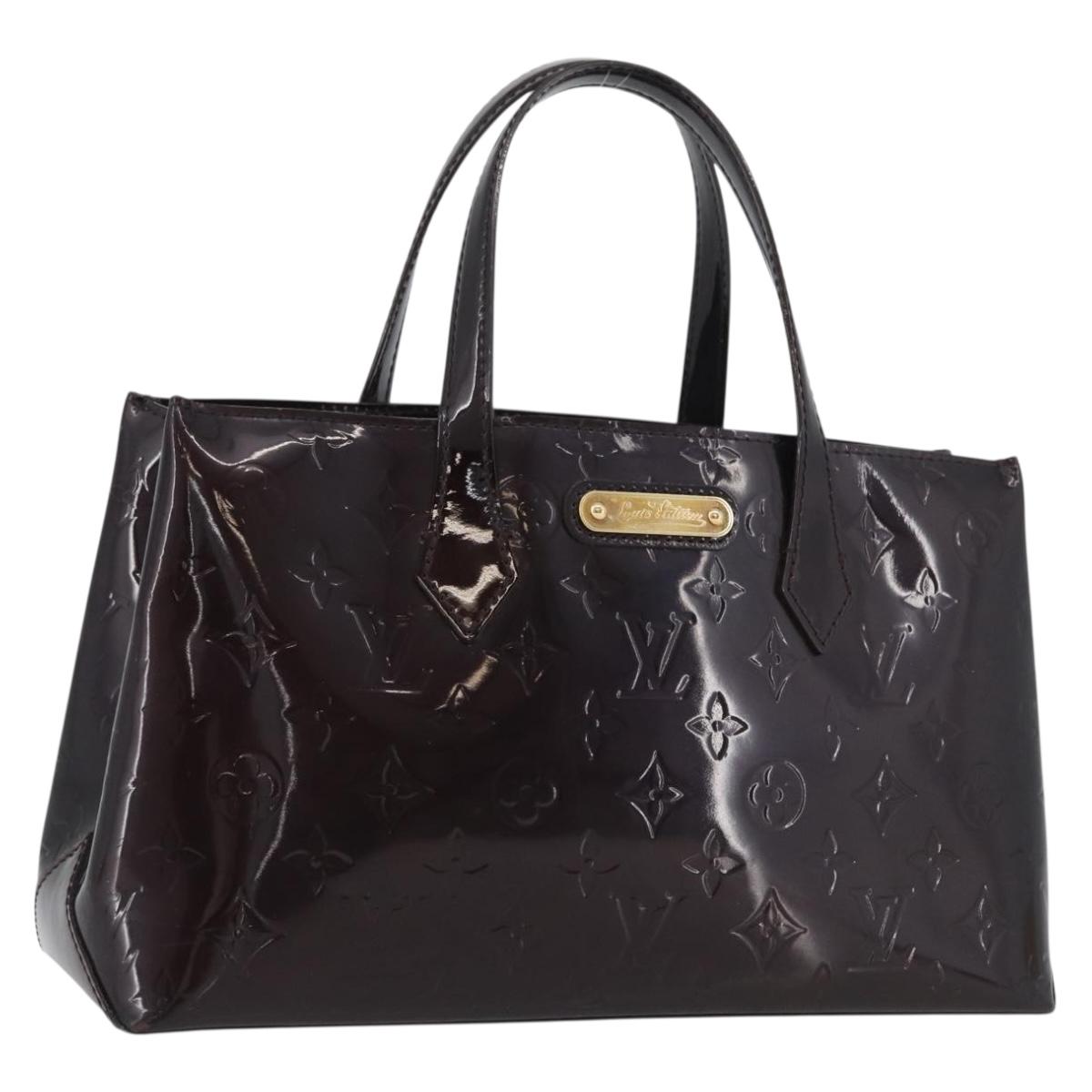 LOUIS VUITTON Vernis Wilshire PM Hand Bag Rouge Favist M91644 LV Auth LNZ521