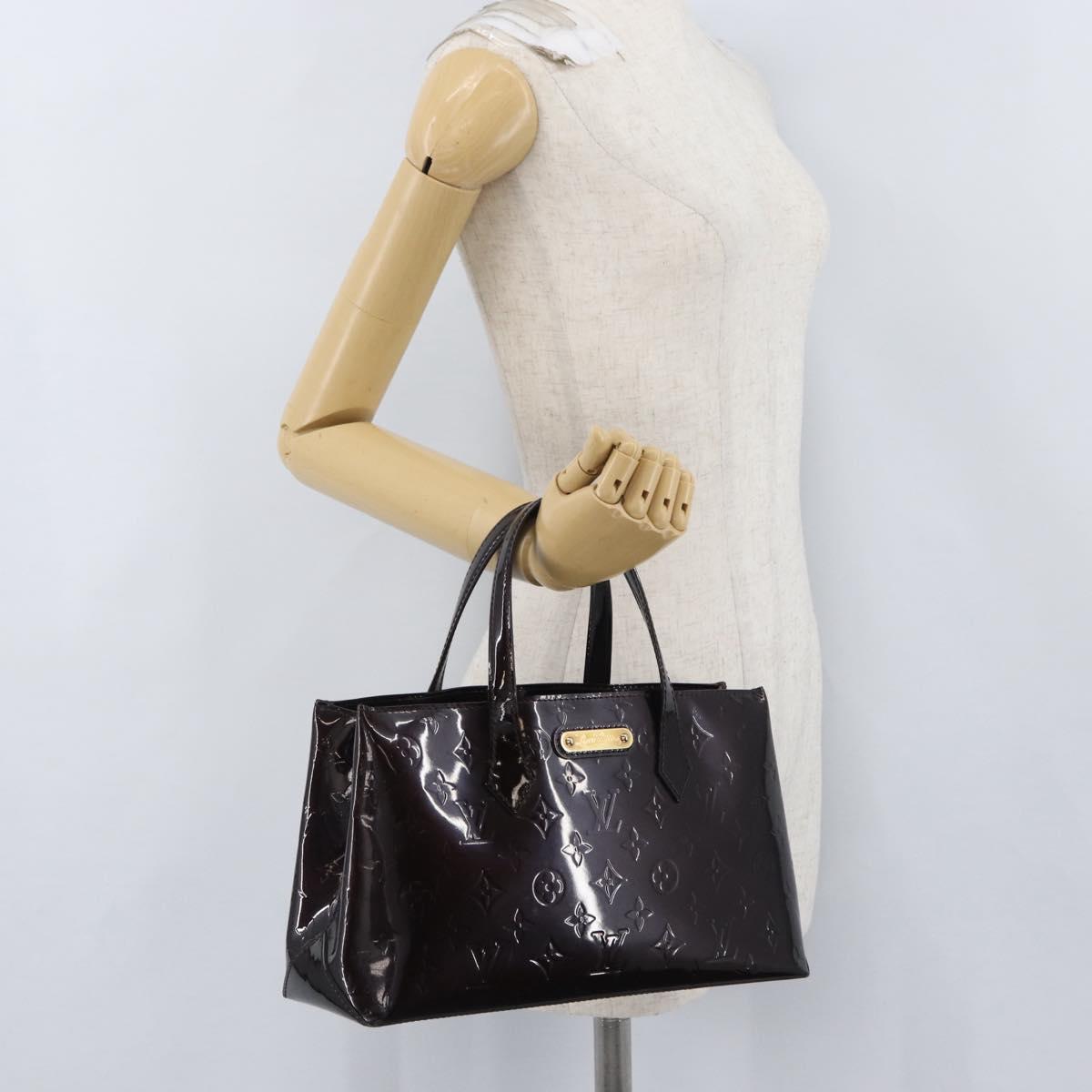 LOUIS VUITTON Vernis Wilshire PM Hand Bag Rouge Favist M91644 LV Auth LNZ521
