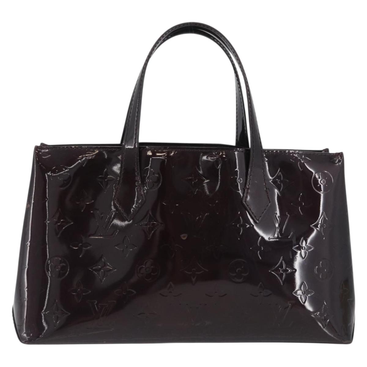 LOUIS VUITTON Vernis Wilshire PM Hand Bag Rouge Favist M91644 LV Auth LNZ521