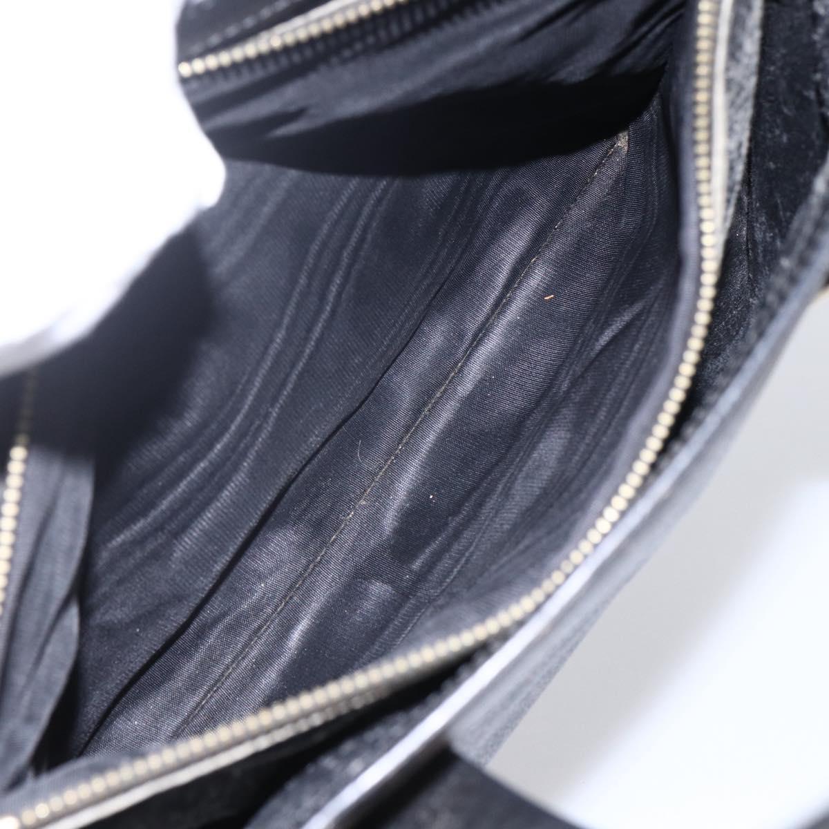 CELINE Macadam Canvas Hand Bag PVC Leather Black Gold Auth LNZ528