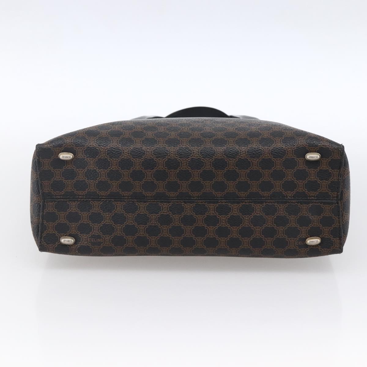 CELINE Macadam Canvas Hand Bag PVC Leather Black Gold Auth LNZ528