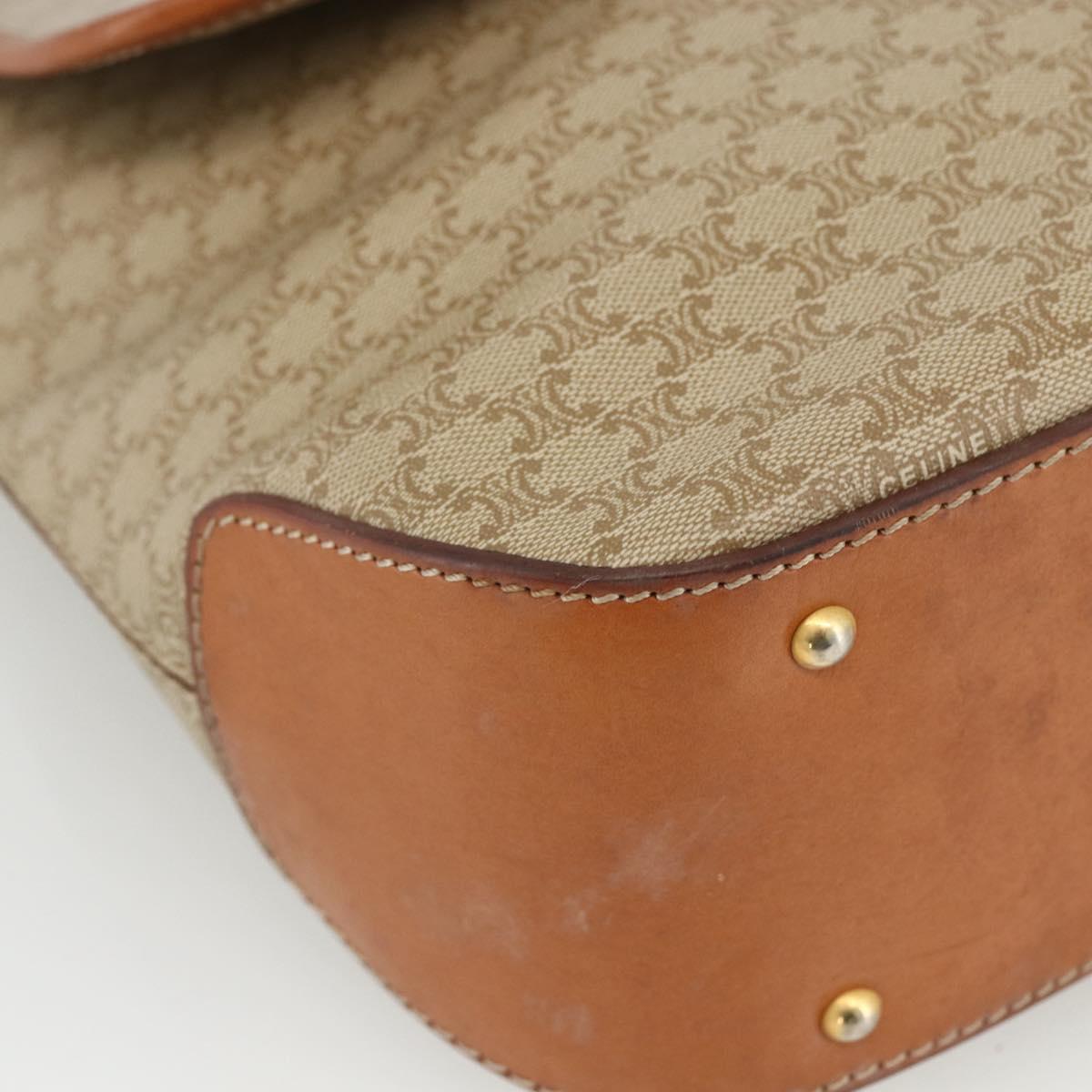 CELINE Macadam Canvas Hand Bag PVC Beige Gold Auth LNZ539
