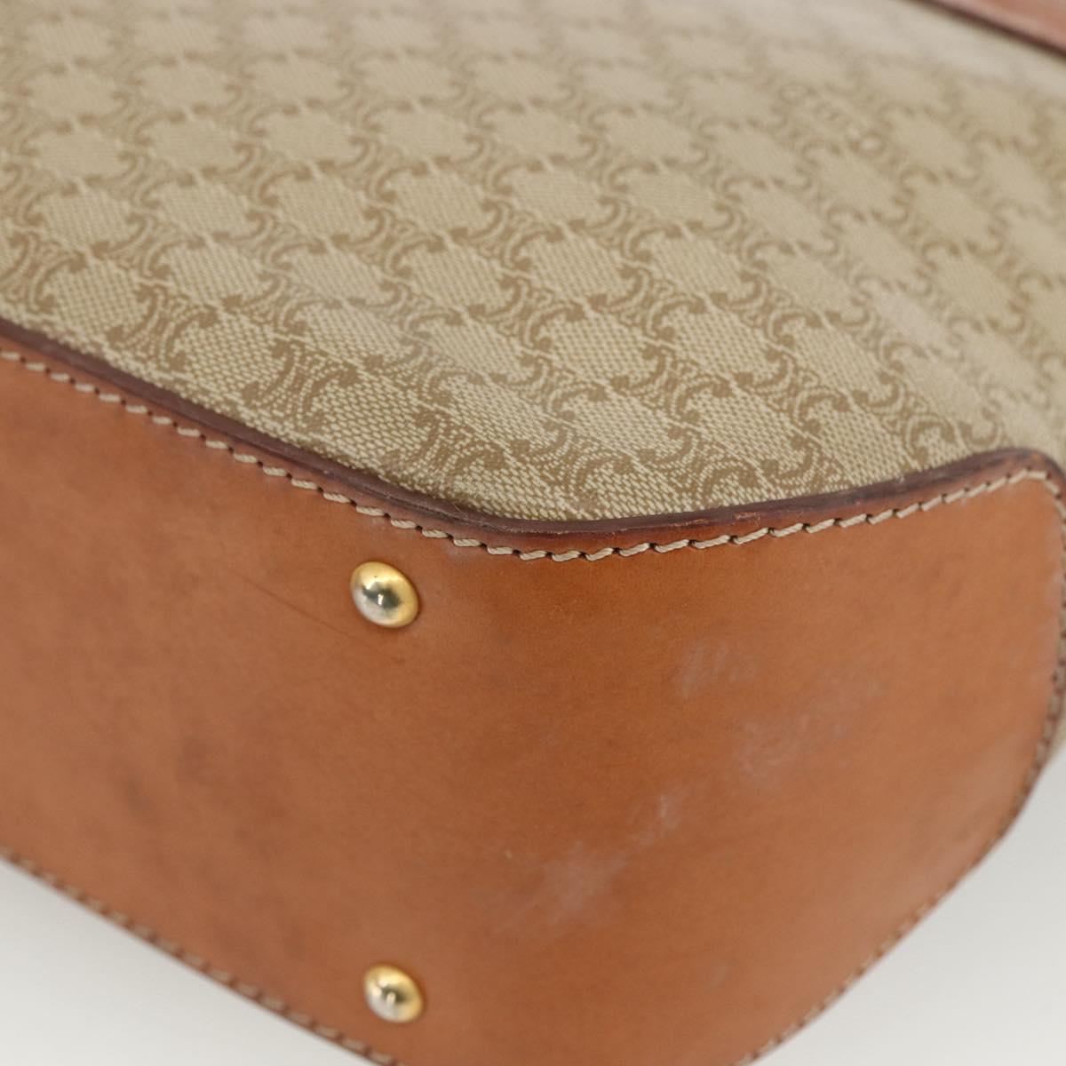 CELINE Macadam Canvas Hand Bag PVC Beige Gold Auth LNZ539