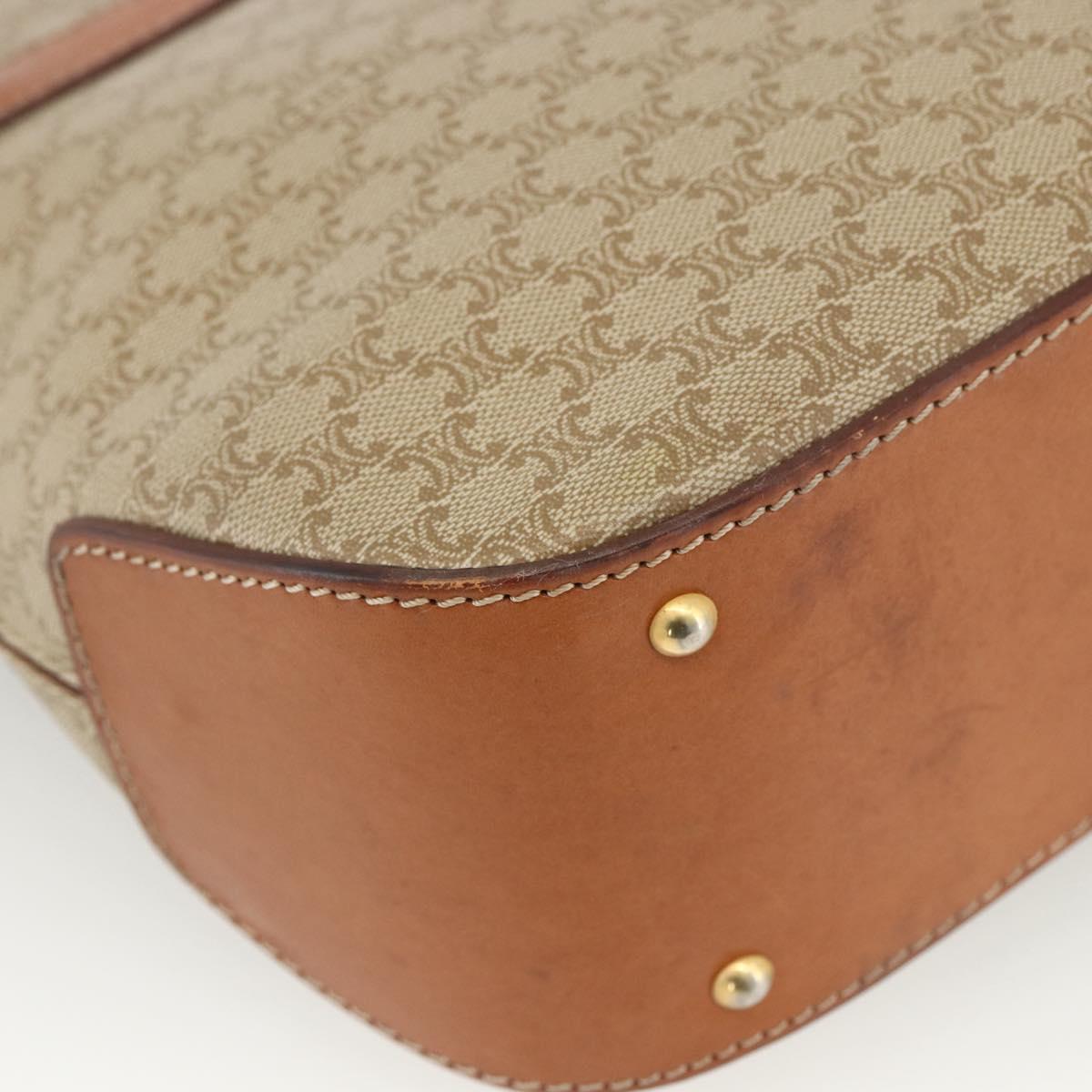 CELINE Macadam Canvas Hand Bag PVC Beige Gold Auth LNZ539