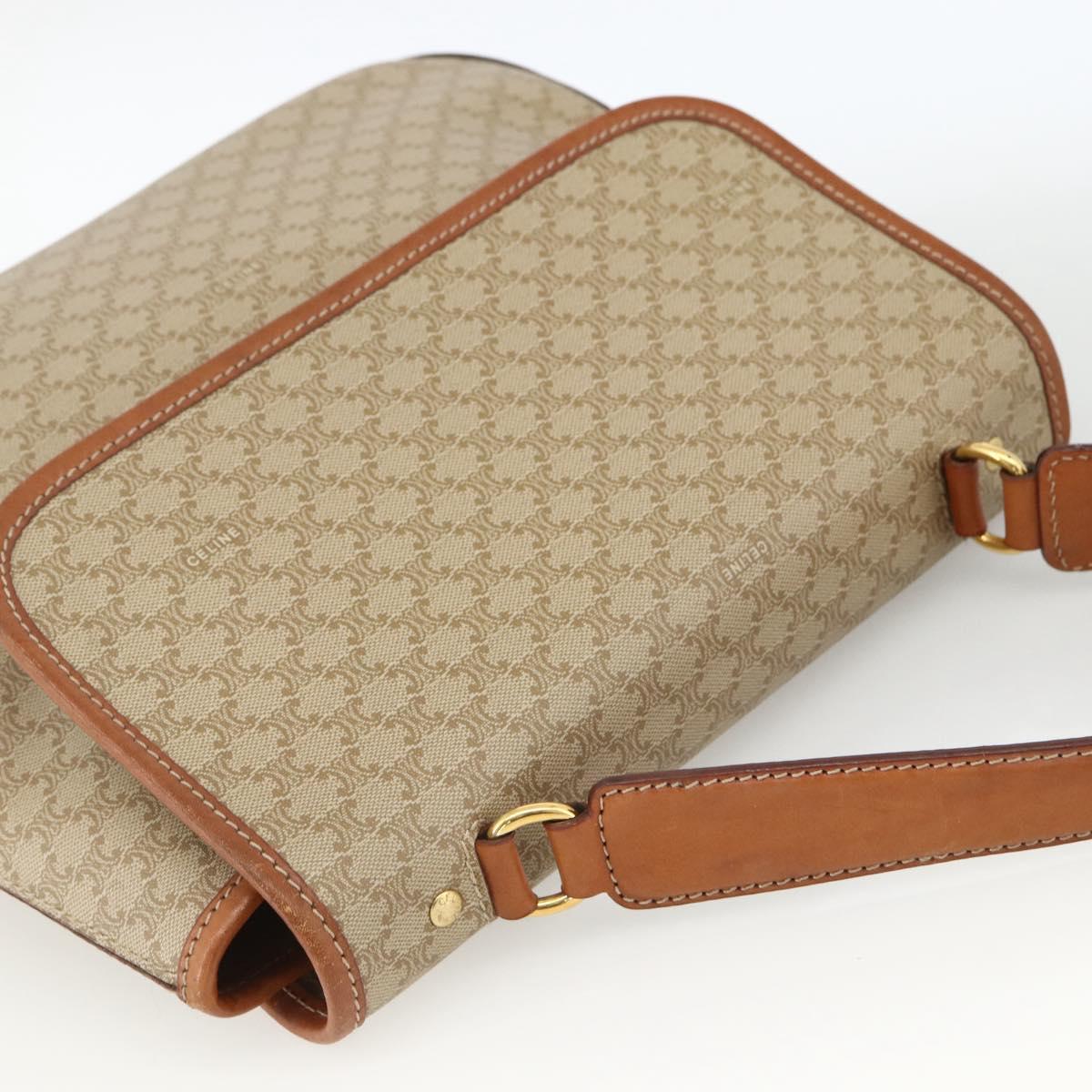 CELINE Macadam Canvas Hand Bag PVC Beige Gold Auth LNZ539