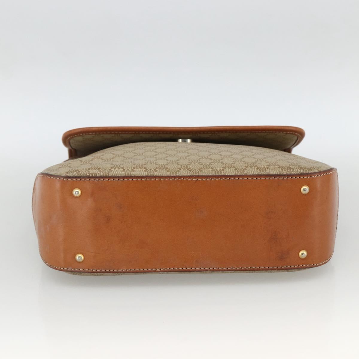 CELINE Macadam Canvas Hand Bag PVC Beige Gold Auth LNZ539