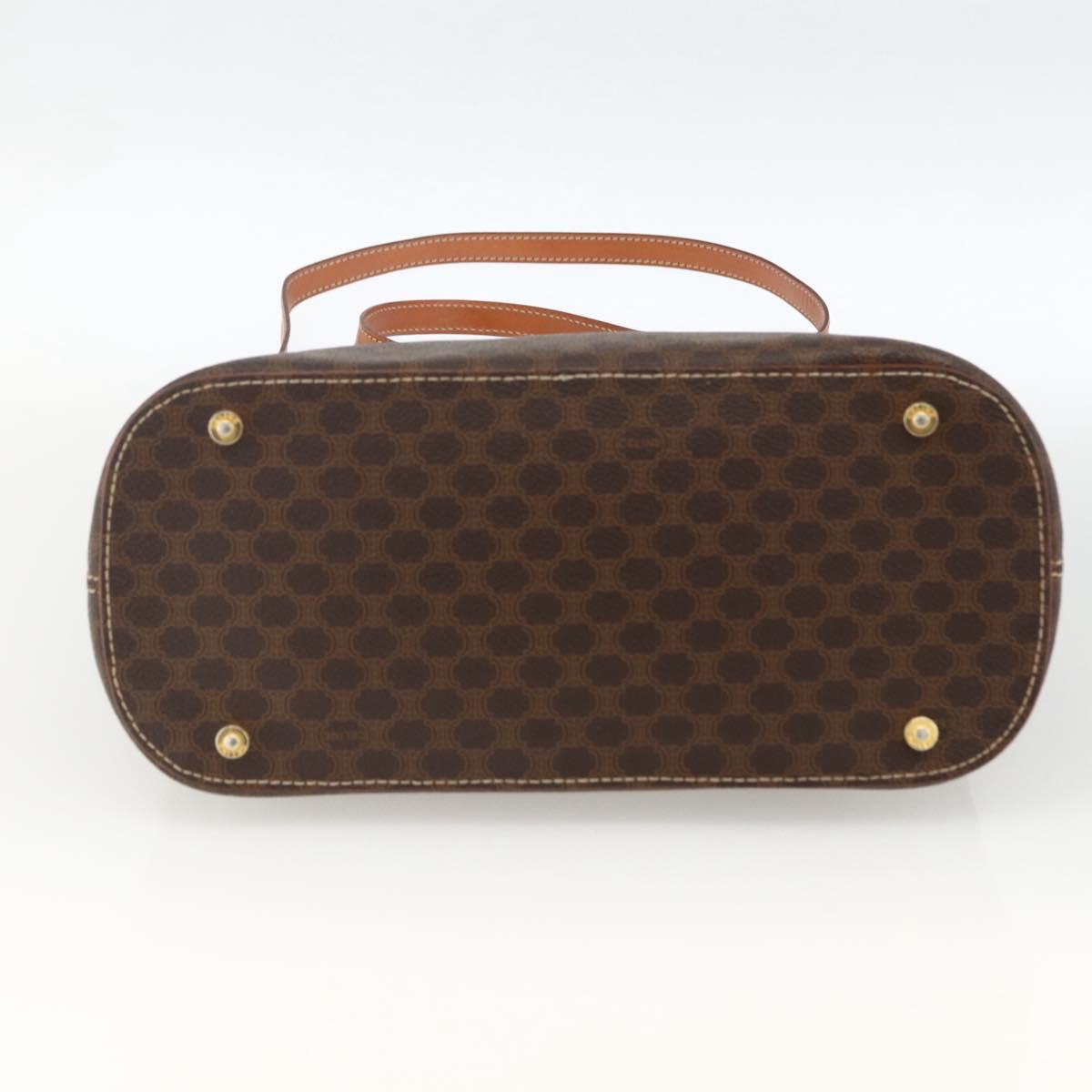 CELINE Macadam Canvas Hand Bag PVC Leather 2way Brown Gold Auth LNZ540