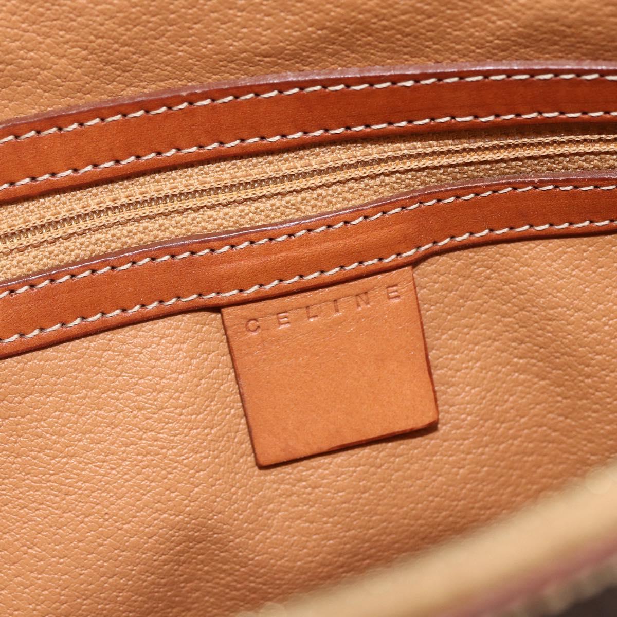 CELINE Macadam Canvas Hand Bag PVC Leather 2way Brown Gold Auth LNZ540