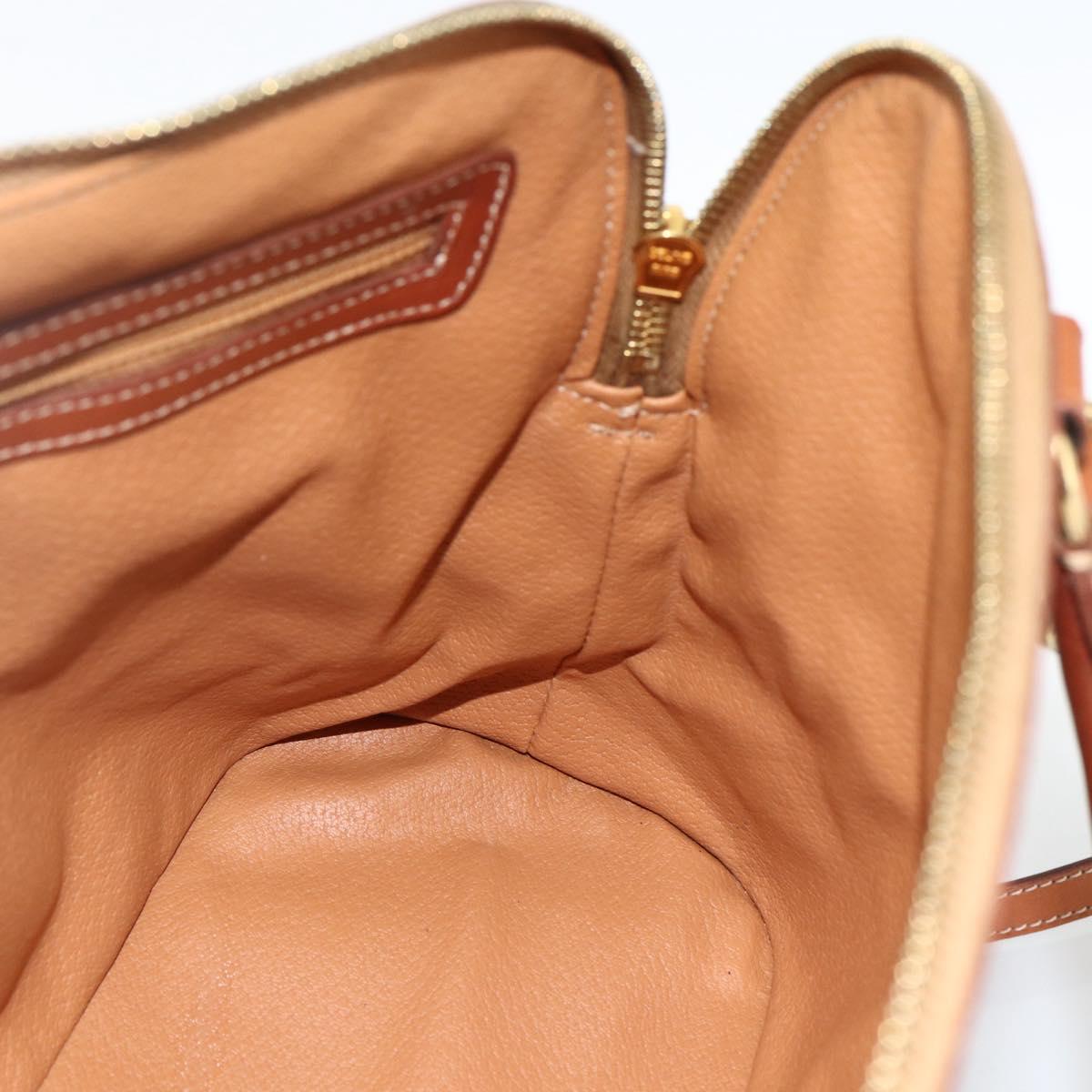 CELINE Macadam Canvas Hand Bag PVC Leather 2way Brown Gold Auth LNZ540