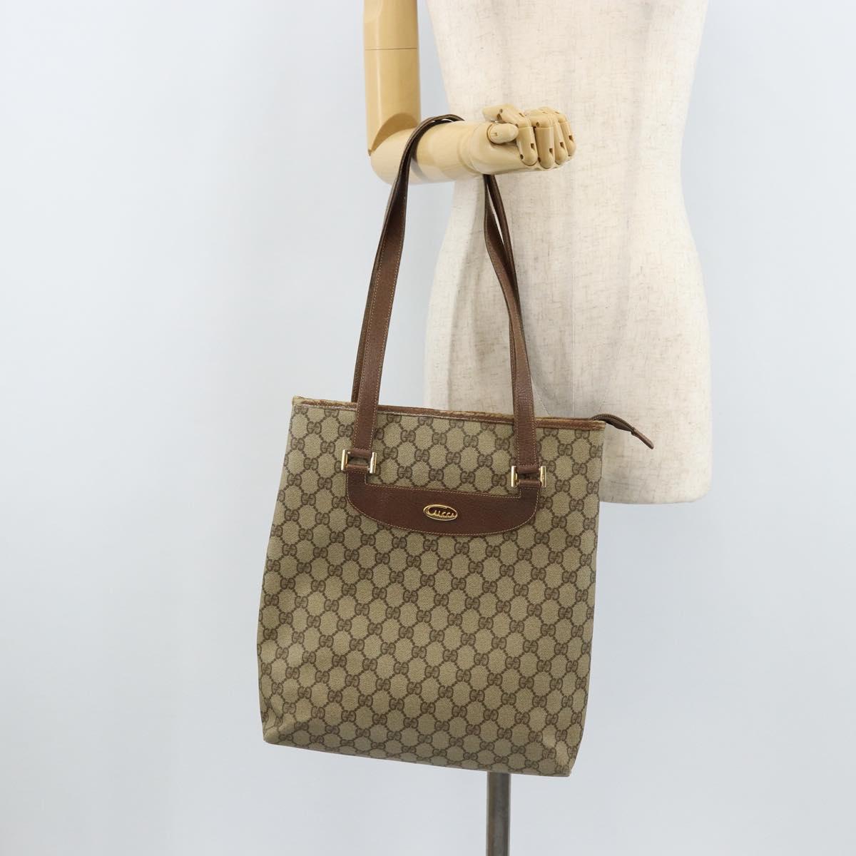 GUCCI GG Supreme Tote Bag PVC Beige Gold 002 39 6130 Auth LNZ541