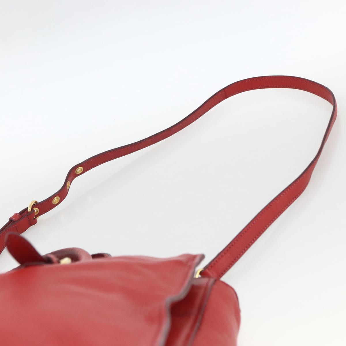 Miu Miu Madras Hand Bag Leather 2way Red Gold Auth LNZ542