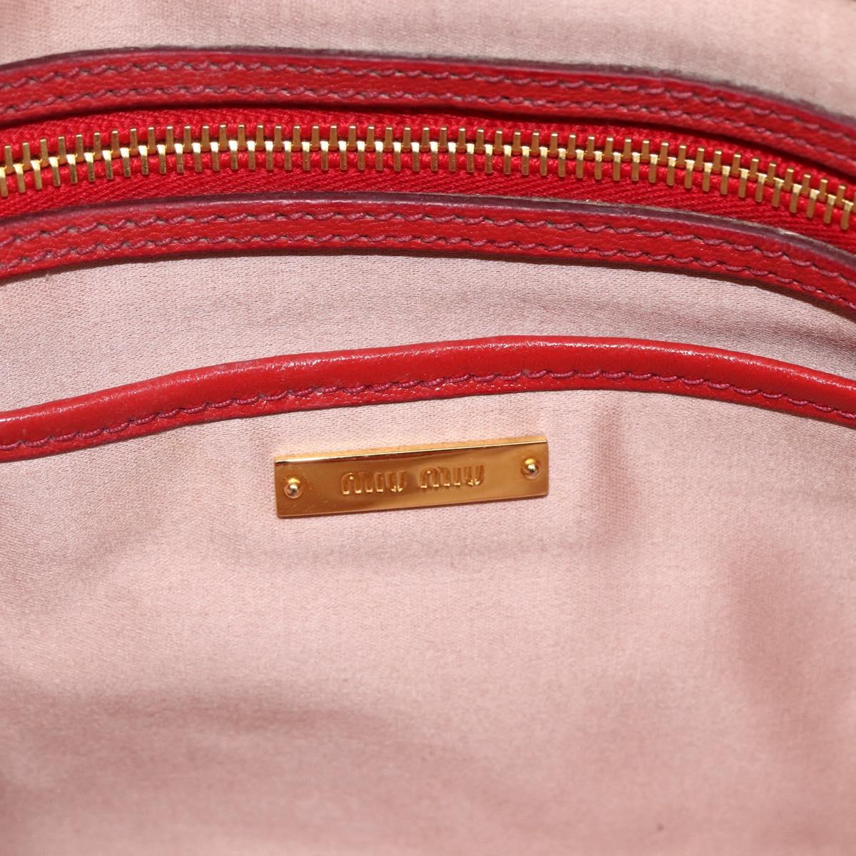 Miu Miu Madras Hand Bag Leather 2way Red Gold Auth LNZ542