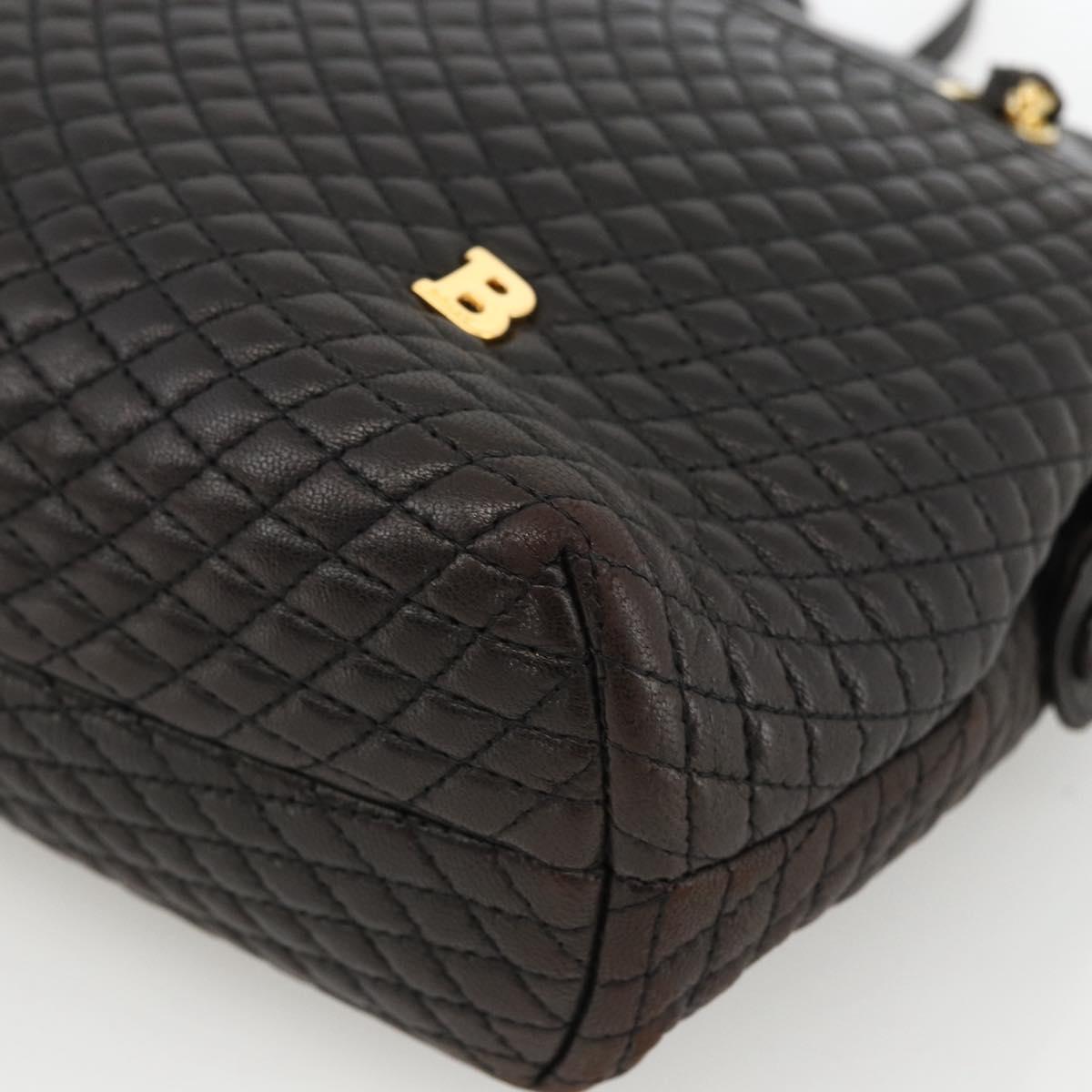 BALLY Chain Shoulder Bag Leather Black Gold Auth LNZ543