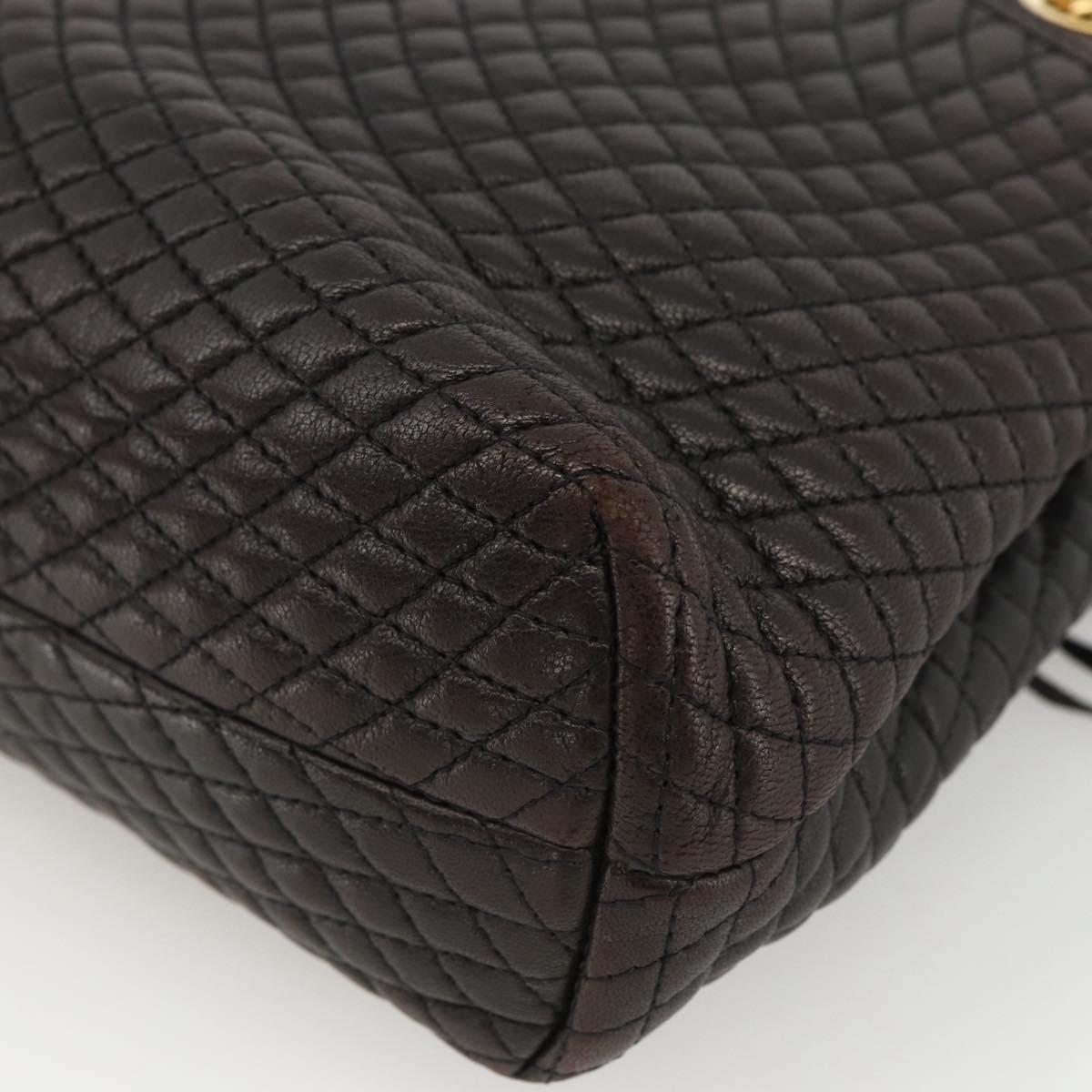 BALLY Chain Shoulder Bag Leather Black Gold Auth LNZ543