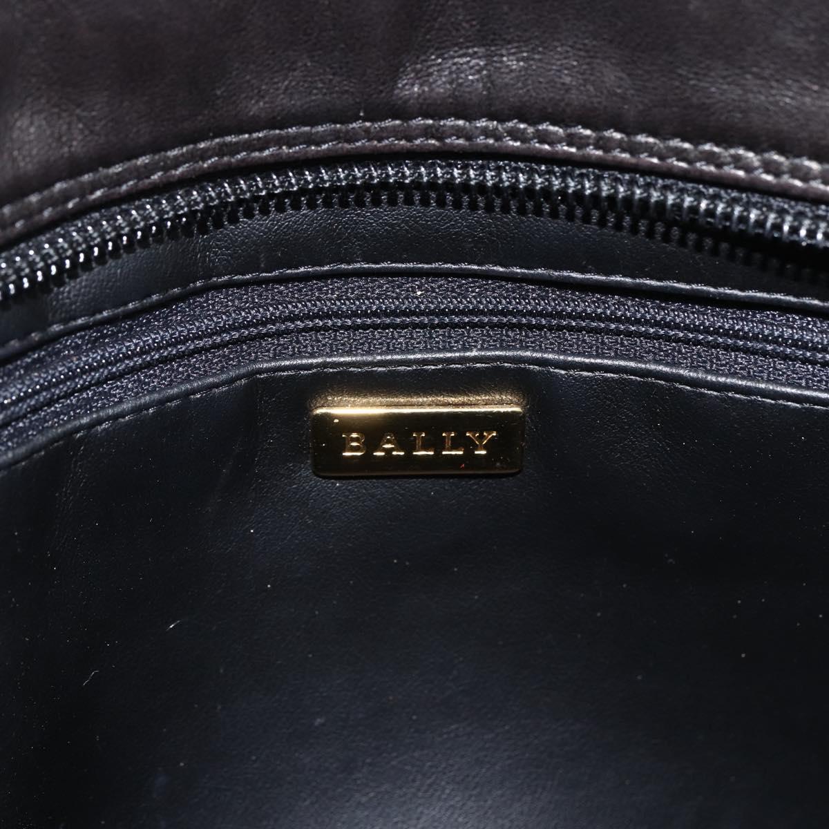 BALLY Chain Shoulder Bag Leather Black Gold Auth LNZ543