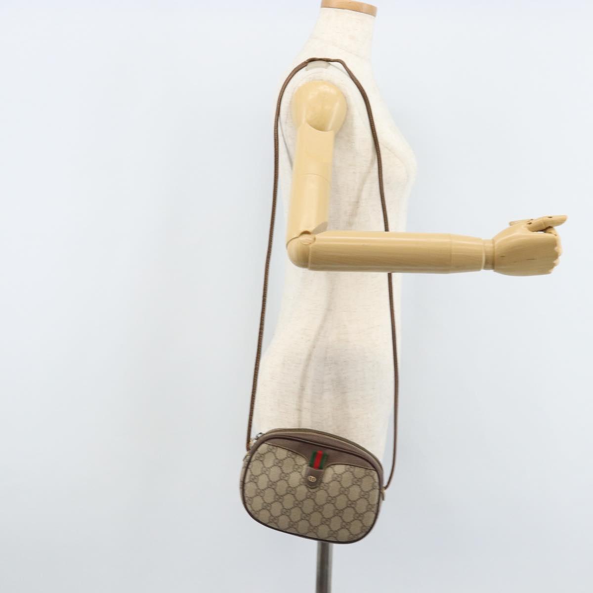 GUCCI GG Supreme Web Sherry Line Bag PVC Beige Gold 007 58 6112 Auth LNZ553