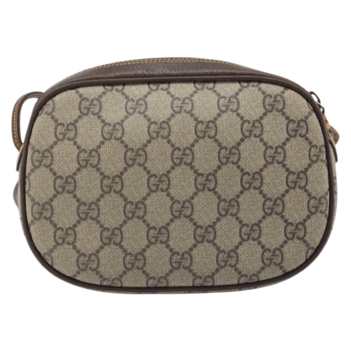 GUCCI GG Supreme Web Sherry Line Bag PVC Beige Gold 007 58 6112 Auth LNZ553