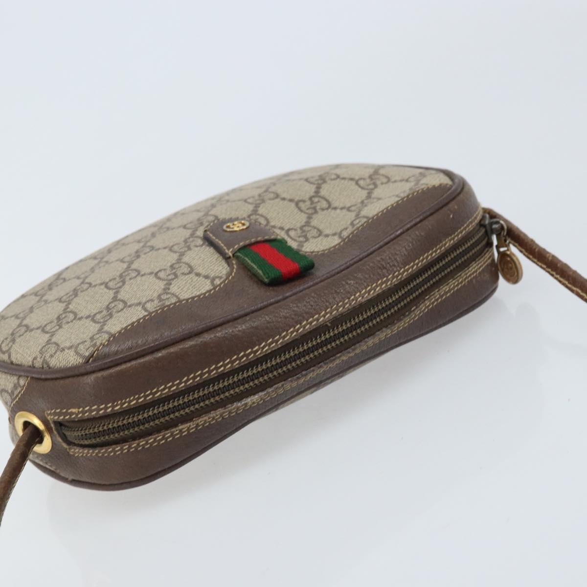 GUCCI GG Supreme Web Sherry Line Bag PVC Beige Gold 007 58 6112 Auth LNZ553