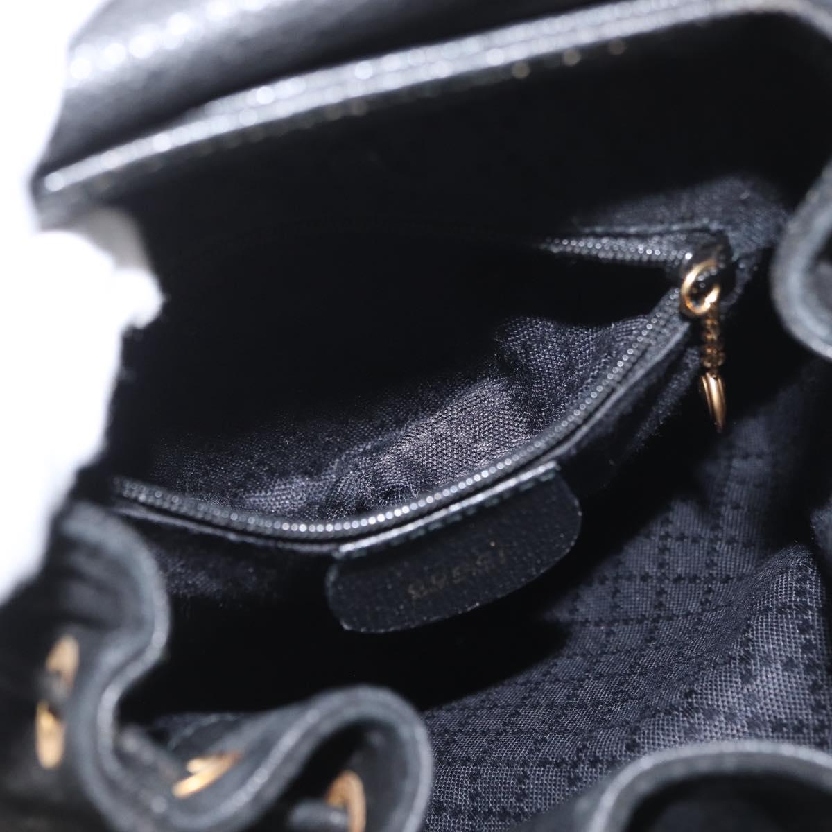 GUCCI Bamboo Backpack Leather Black Gold 003 3444 0030 Auth LNZ554