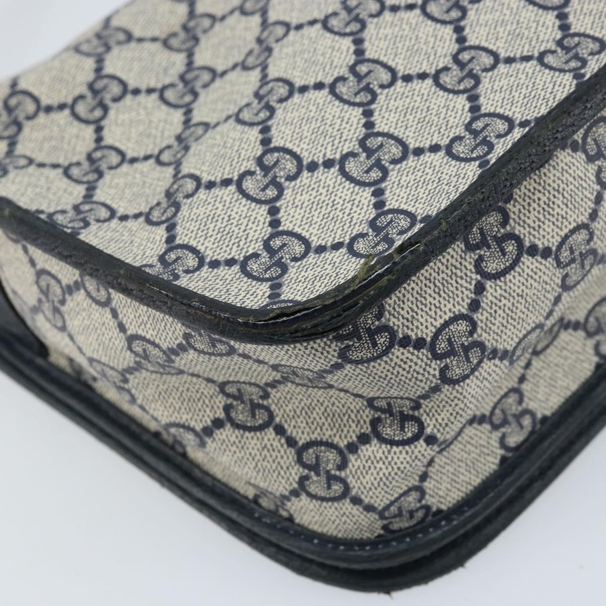 GUCCI Micro GG Supreme Sherry Line Bag PVC Navy Gold 001 113 0551 Auth LNZ556