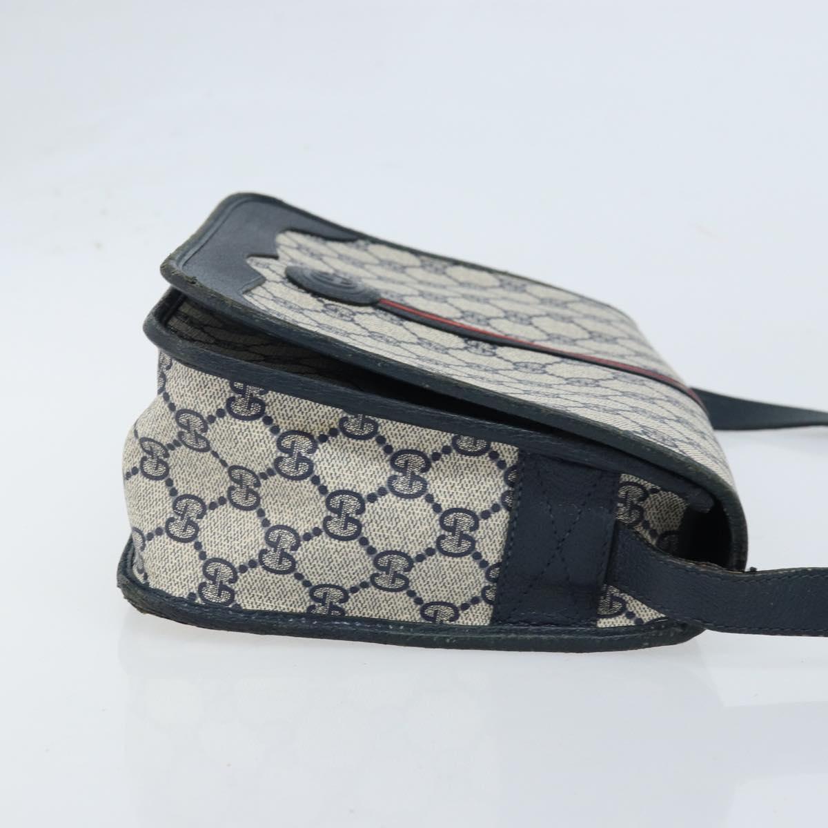 GUCCI Micro GG Supreme Sherry Line Bag PVC Navy Gold 001 113 0551 Auth LNZ556