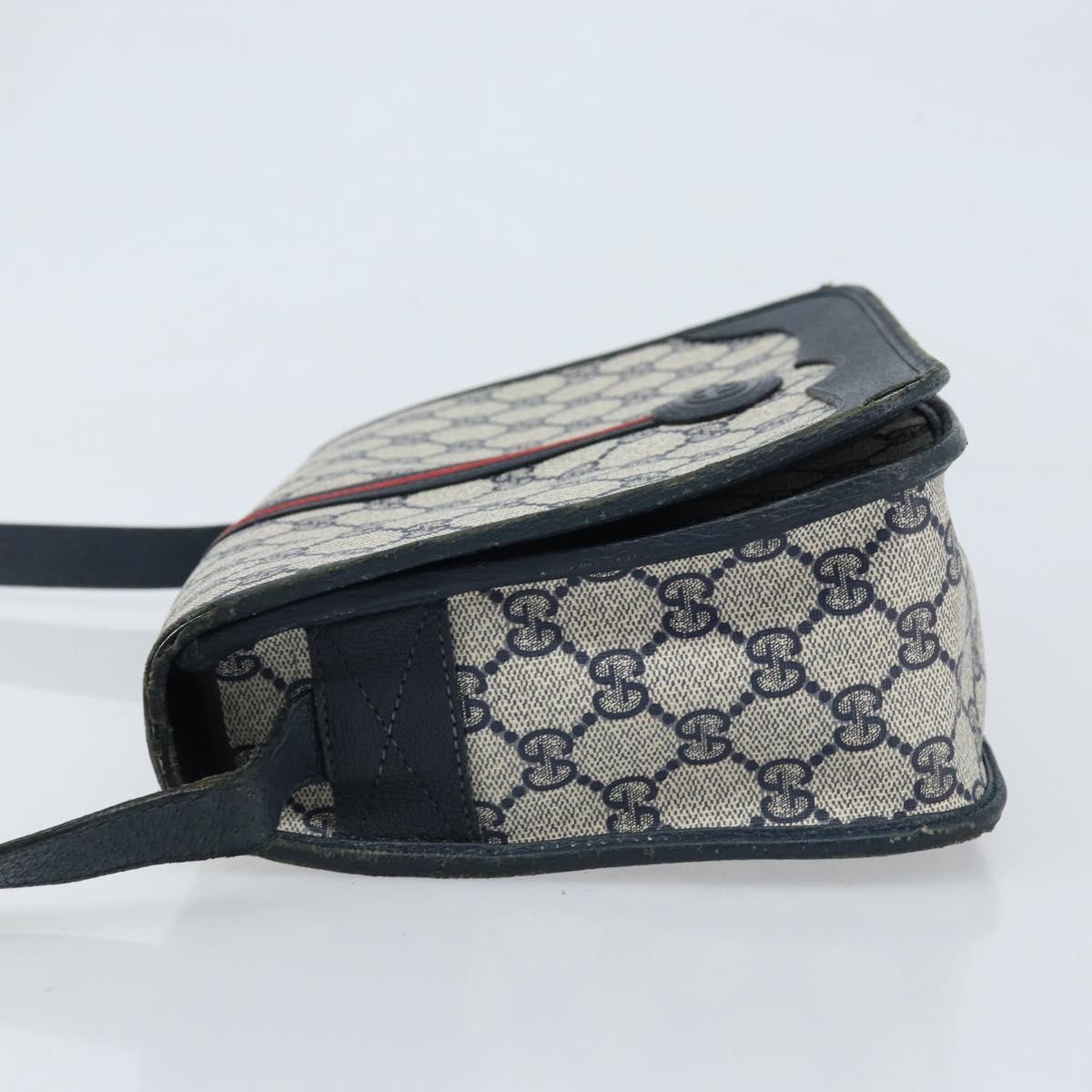 GUCCI Micro GG Supreme Sherry Line Bag PVC Navy Gold 001 113 0551 Auth LNZ556