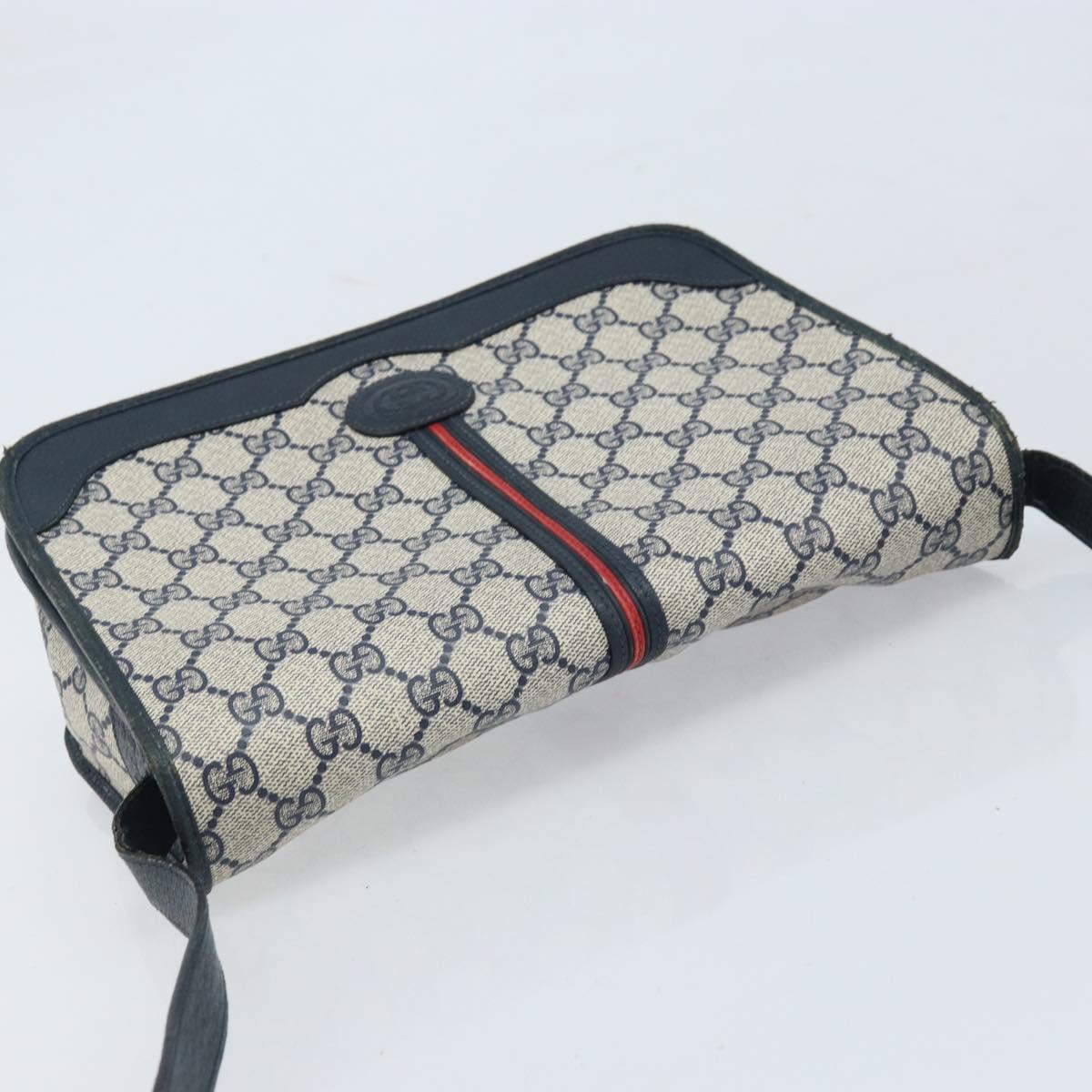 GUCCI Micro GG Supreme Sherry Line Bag PVC Navy Gold 001 113 0551 Auth LNZ556