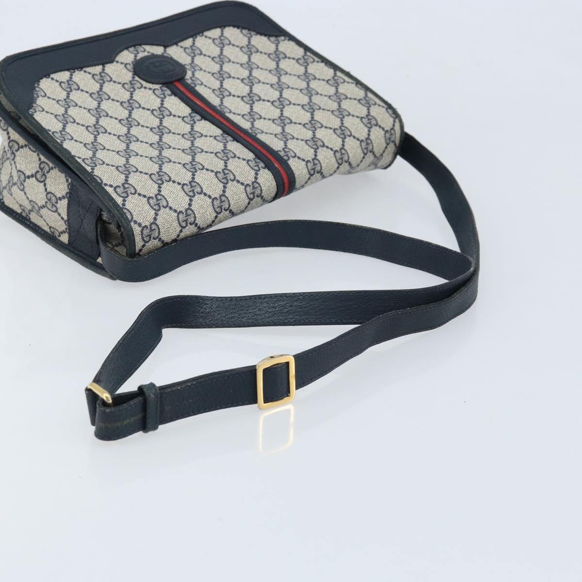 GUCCI Micro GG Supreme Sherry Line Bag PVC Navy Gold 001 113 0551 Auth LNZ556