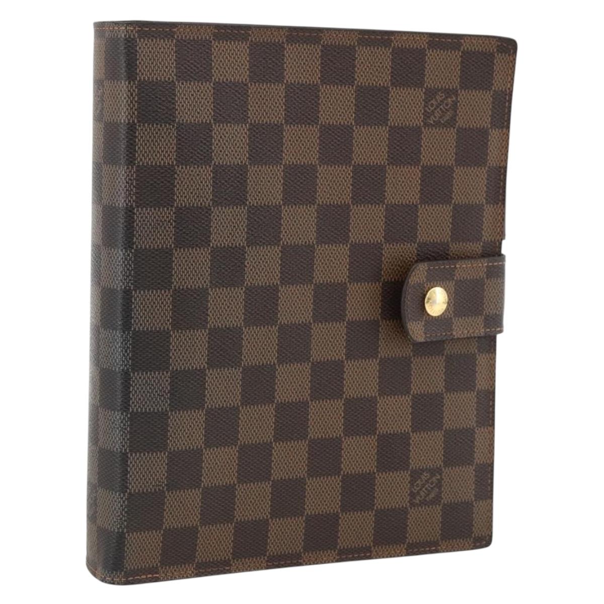 LOUIS VUITTON Damier Ebene Agenda GM Day Planner Cover R20107 LV Auth LNZ559