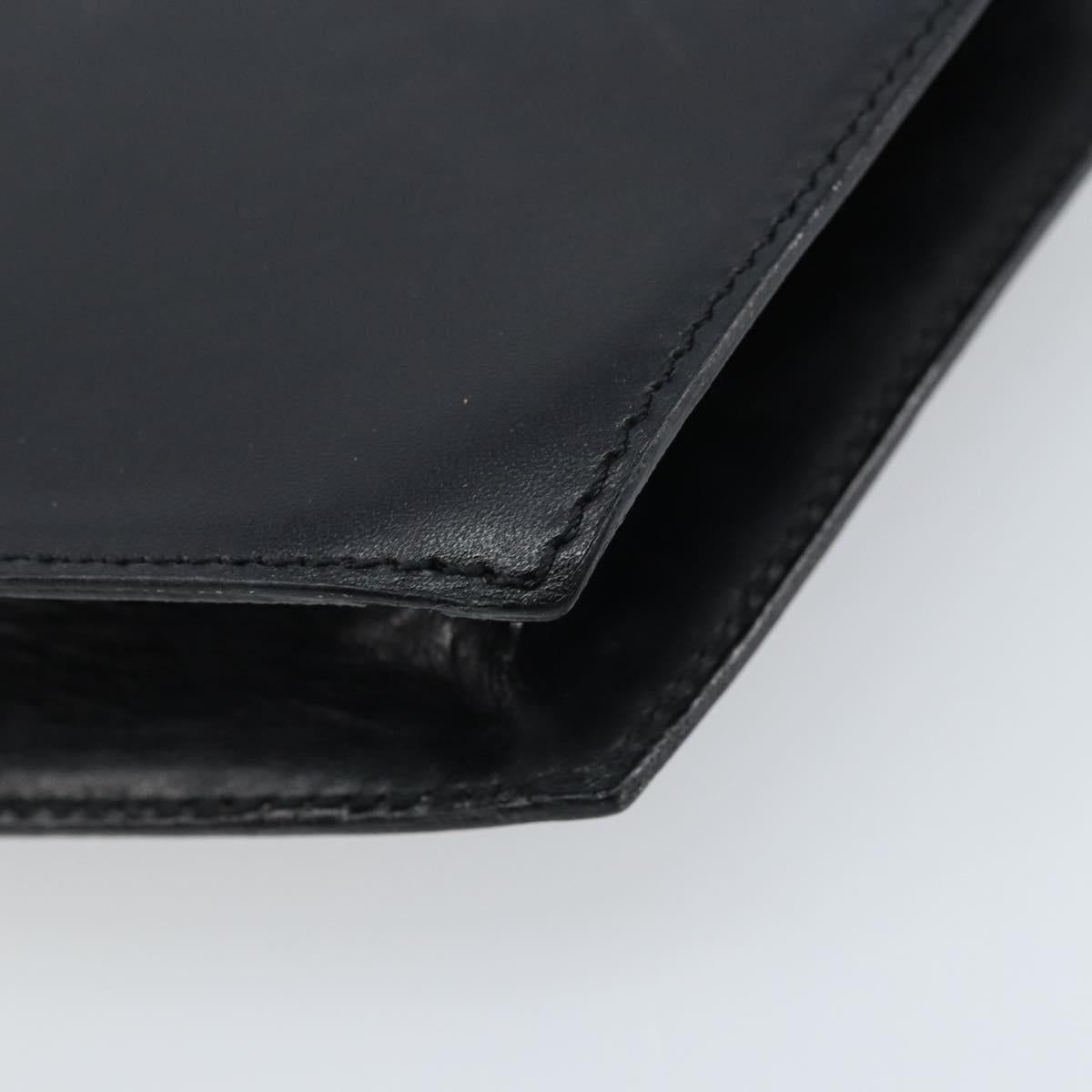 CELINE Hand Bag Leather Black Gold Auth LNZ560A