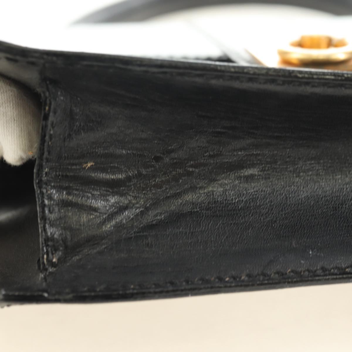 CELINE Hand Bag Leather Black Gold Auth LNZ560A