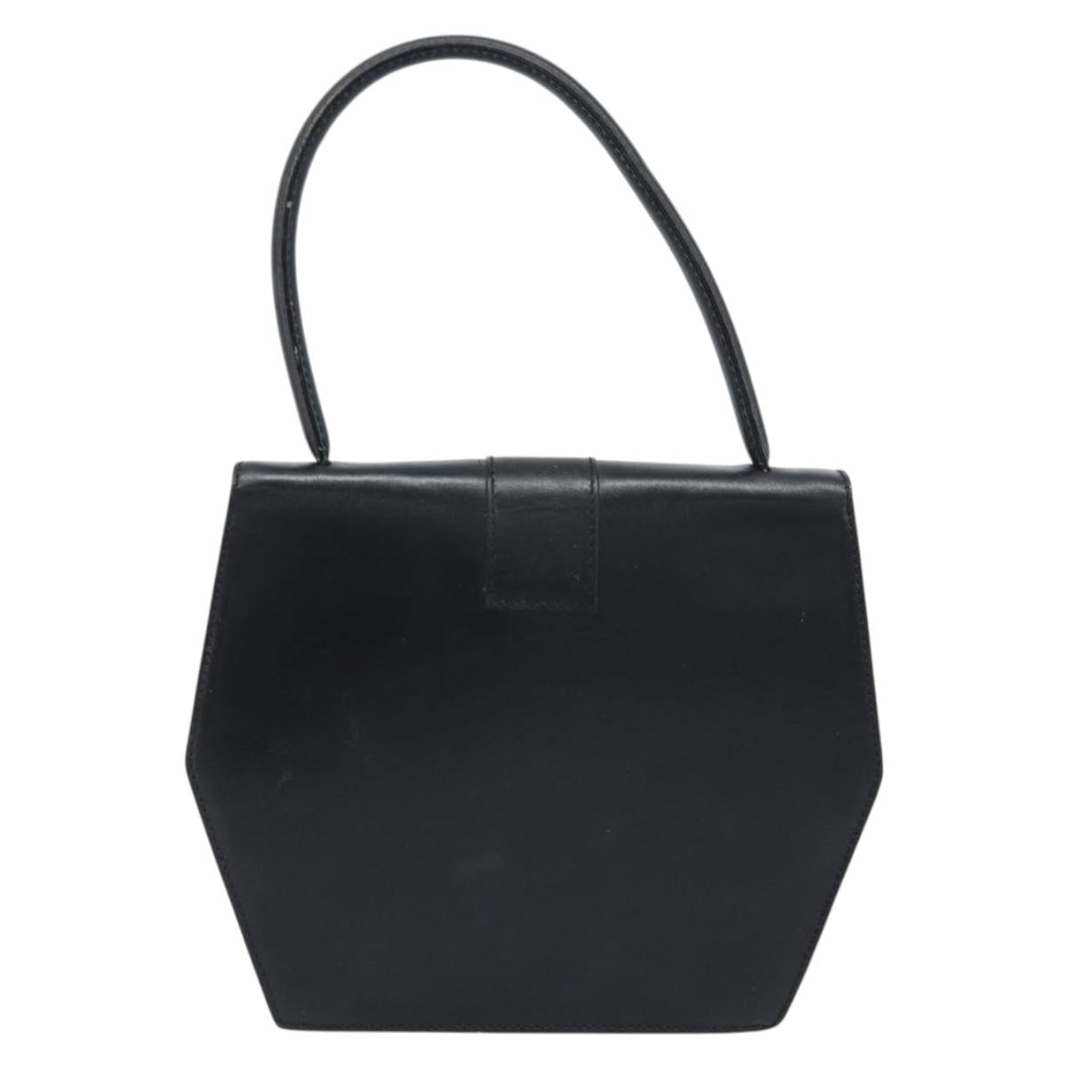 CELINE Hand Bag Leather Black Gold Auth LNZ560A