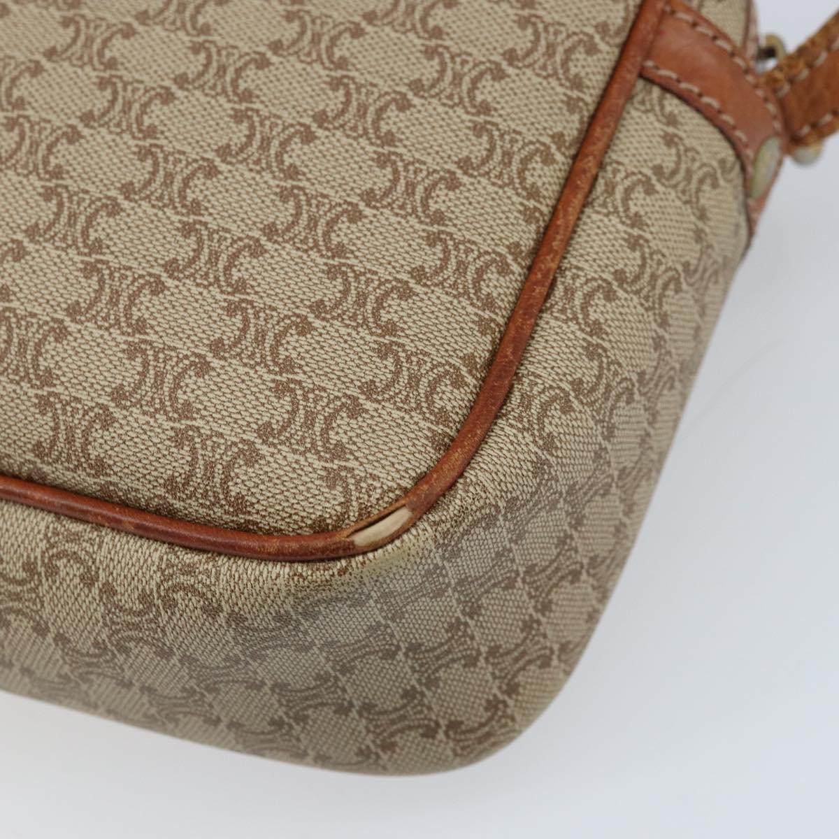 CELINE Macadam Canvas Shoulder Bag PVC Beige Gold Auth LNZ569