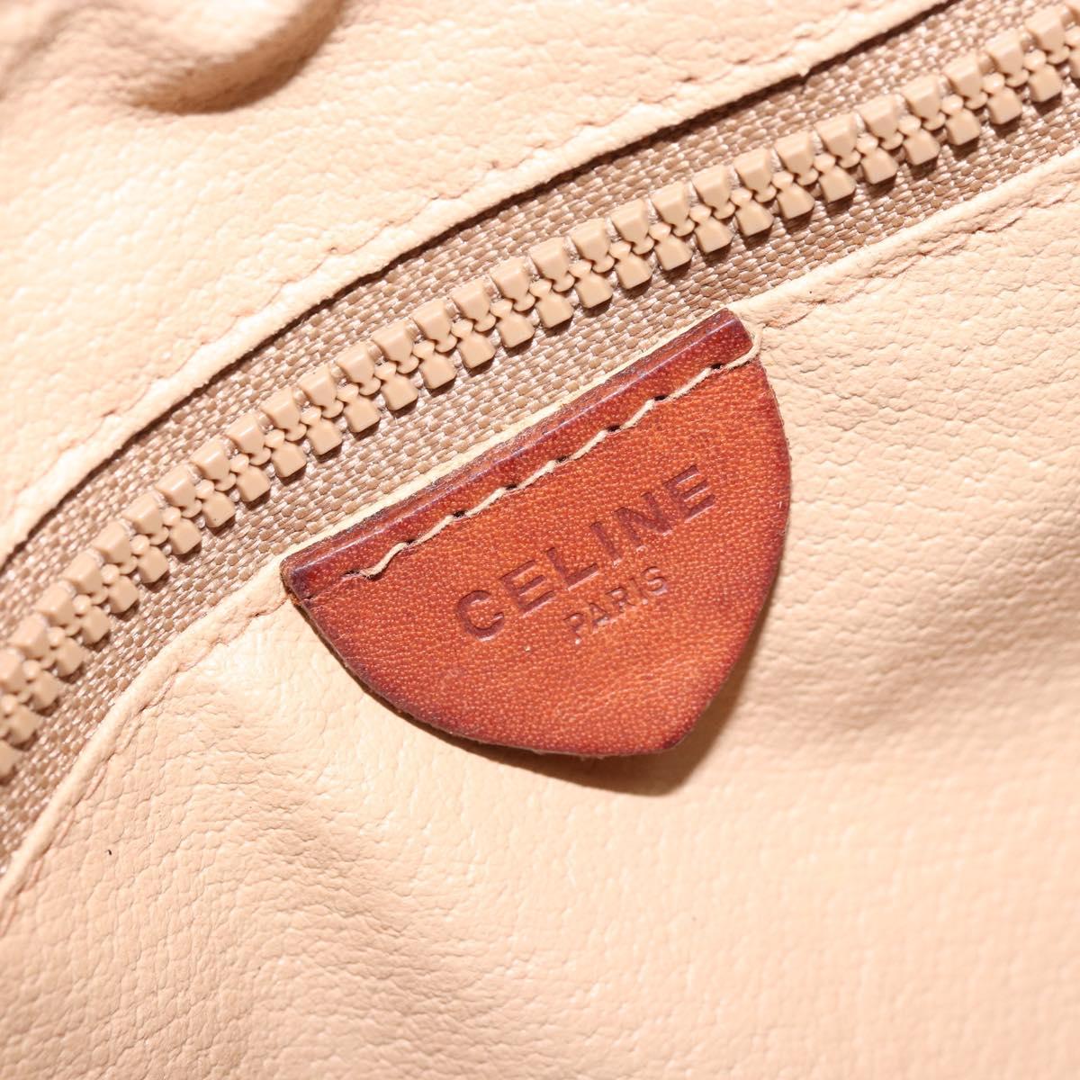 CELINE Macadam Canvas Shoulder Bag PVC Beige Gold Auth LNZ569
