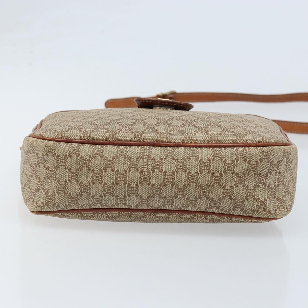 CELINE Macadam Canvas Shoulder Bag PVC Beige Gold Auth LNZ569