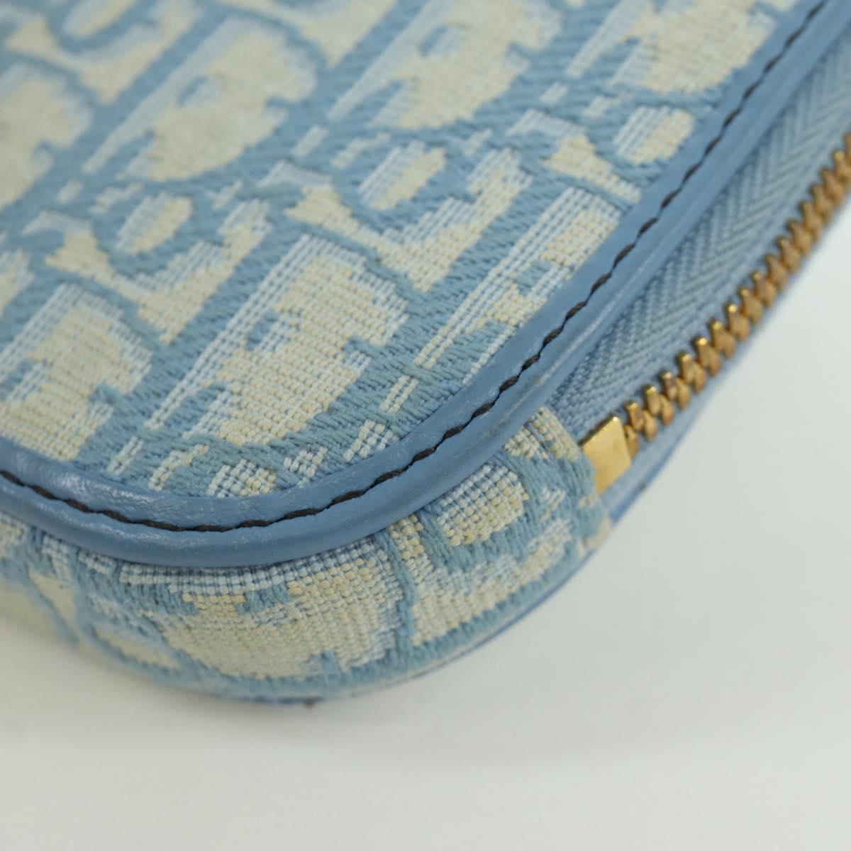 Christian Dior Trotter Canvas Phone Holder Chain 2way Light Blue Auth LNZ570SAM