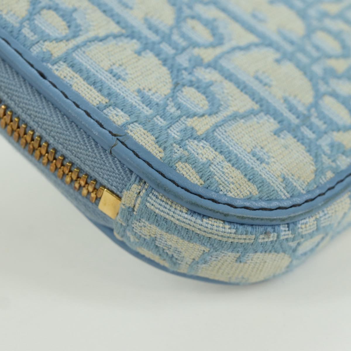 Christian Dior Trotter Canvas Phone Holder Chain 2way Light Blue Auth LNZ570SAM