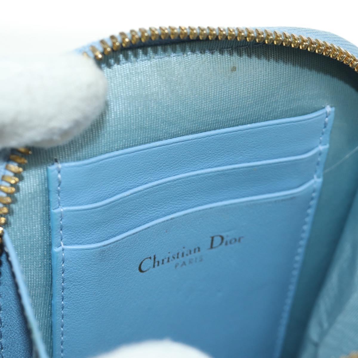 Christian Dior Trotter Canvas Phone Holder Chain 2way Light Blue Auth LNZ570SAM