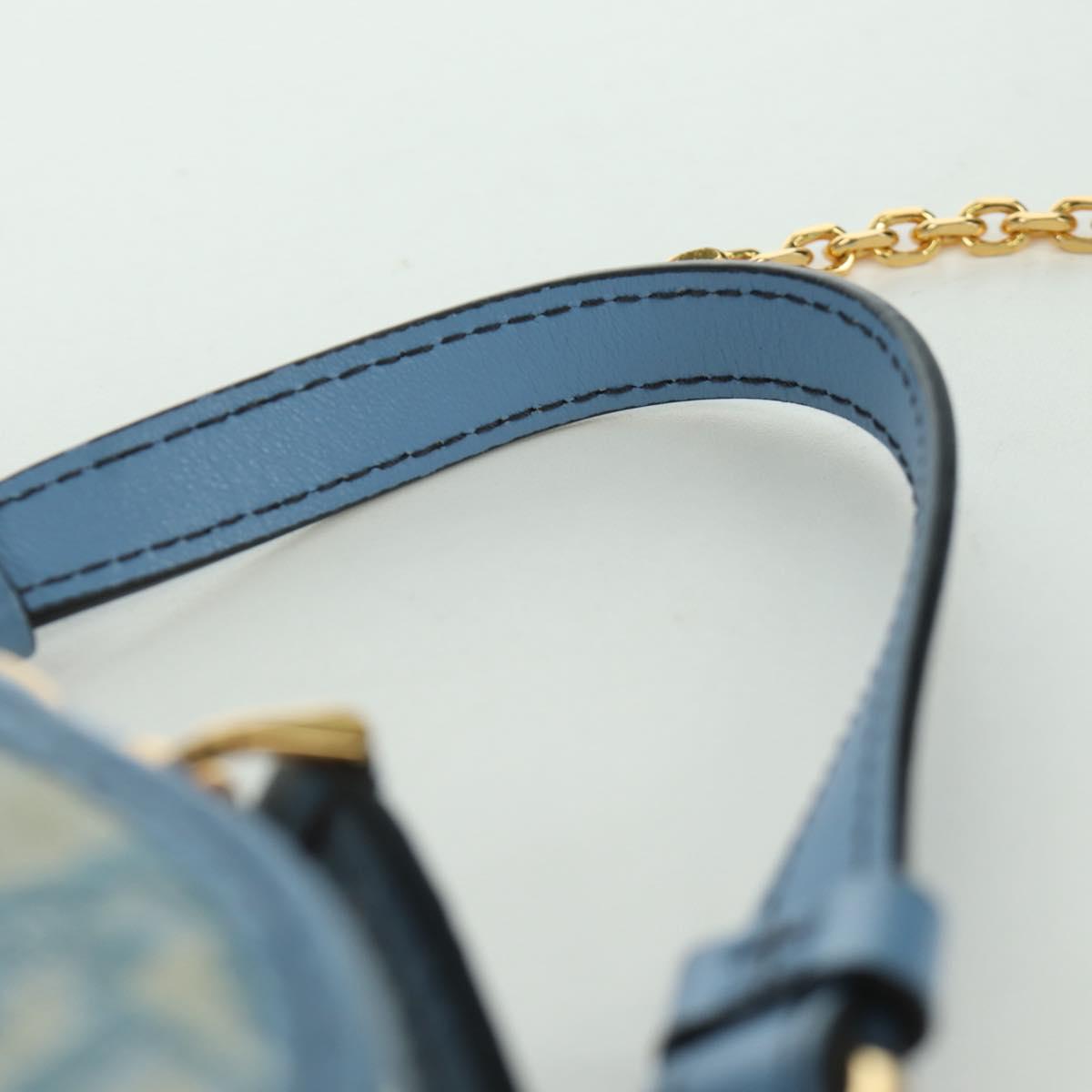 Christian Dior Trotter Canvas Phone Holder Chain 2way Light Blue Auth LNZ570SAM