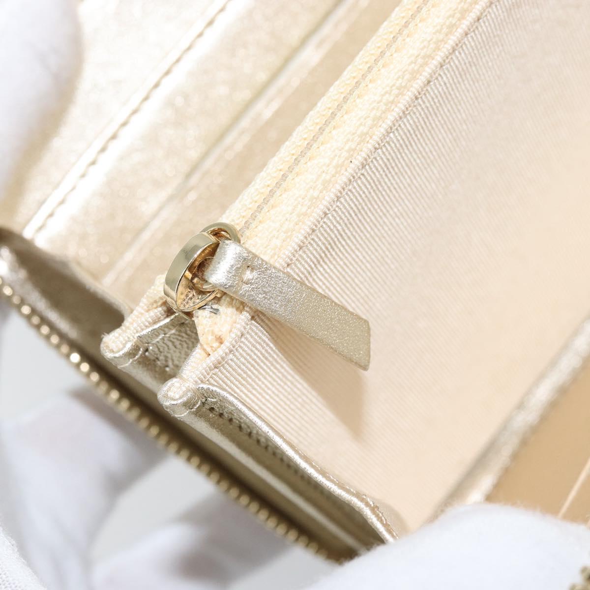 CHANEL Matelasse Long Wallet Lamb Skin Gold Tone CC Auth LNZ571V