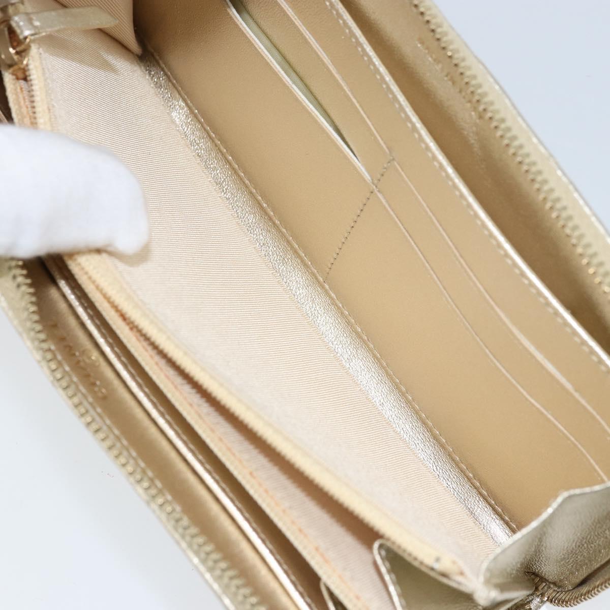 CHANEL Matelasse Long Wallet Lamb Skin Gold Tone CC Auth LNZ571V