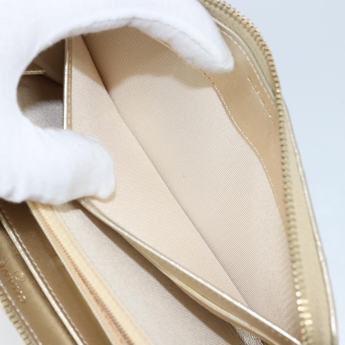 CHANEL Matelasse Long Wallet Lamb Skin Gold Tone CC Auth LNZ571V