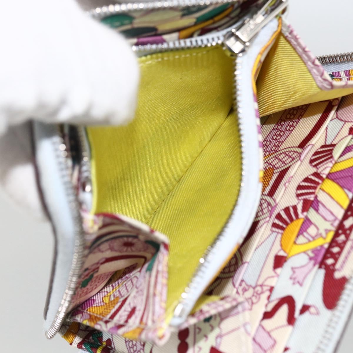 HERMES Azap Compact Silk in Wallet Leather Multicolor Silver Auth LNZ572SAM